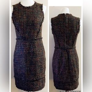 Ann Taylor Multicolor Tweed Sheath Dress Office Workwear Fall Winter Academia